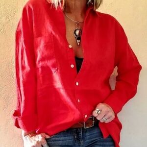 Christian Siriano | Red Button-Up